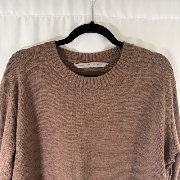 Athleta Wool Blend Sweater Women's XS Brown Knit Crew Neck Long Sleeve - Picture 2 of 10
